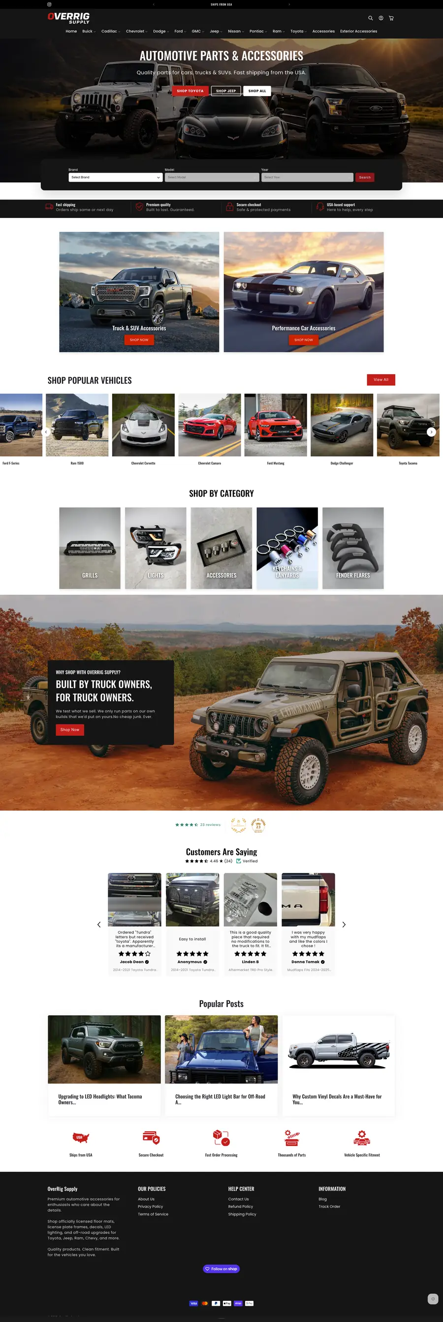 OverRig Supply homepage