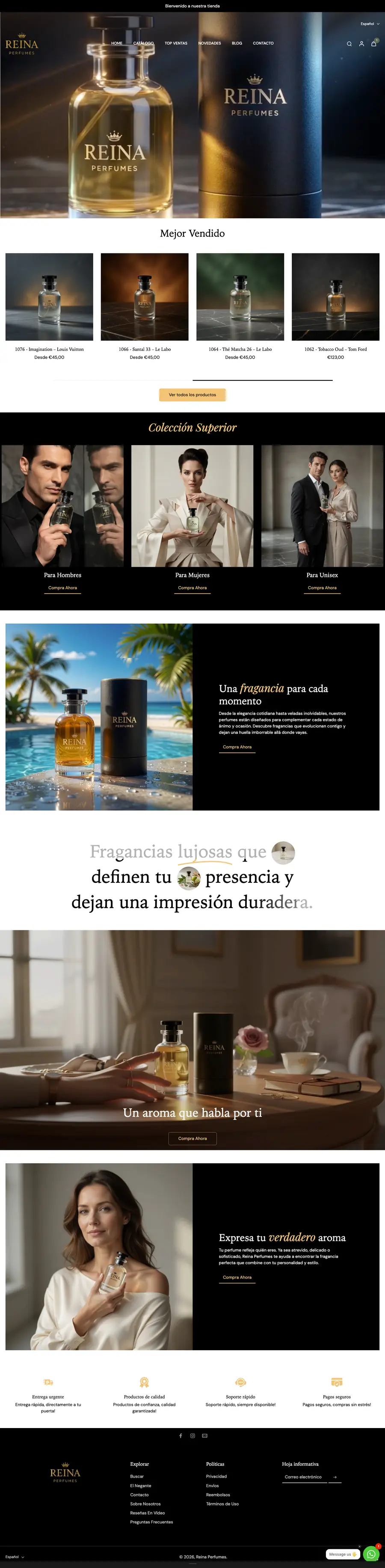 Reina Perfumes homepage